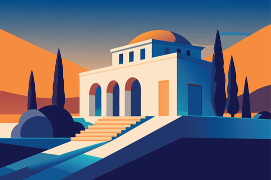 modern house with greek architectural influences  .eps