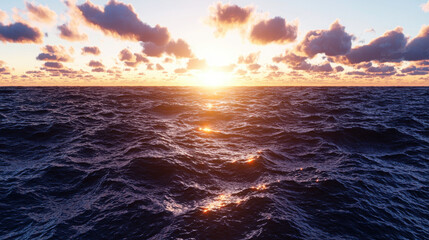 Obraz premium Tranquil Ocean Waves Under Colorful Sunset Sky at Dusk