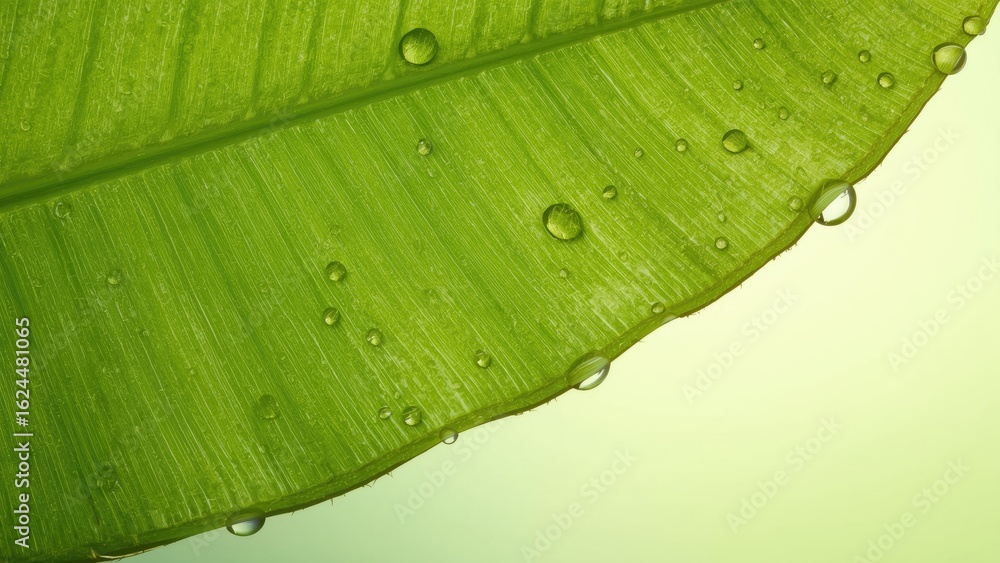 Aufkleber fresh dew on leafy surface creating a summer backdrop