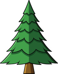 Stylized green evergreen tree with shadow