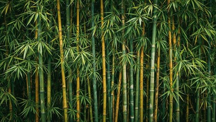 Textured backdrop of bamboo tree trunks