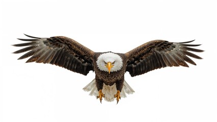 Fototapeta premium Single bald eagle set on a white surface