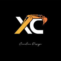 XC Excavator Arm Construction Logo - Bold Industrial Letter mark Design for Heavy Equipment, Contractor Branding & Modern Engineering Identity