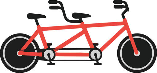 Tandem Bicycle Flat Vector Icon