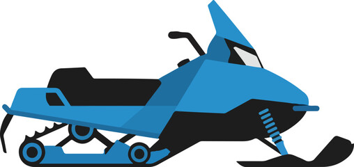 Snowmobile Flat Vector Icon Blue Black