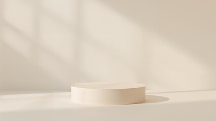 Simple beige cylindrical podium backdrop for product showcasing