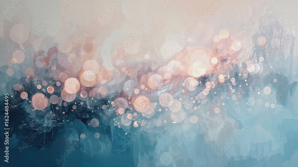 Poster painting backdrop showcasing a distribution of diffused and bokeh color effects