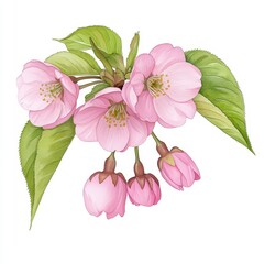 Delicate Pink Cherry Blossoms Watercolor Painting