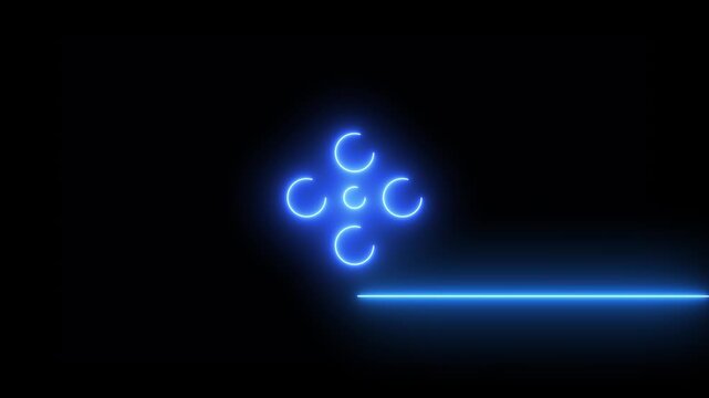 Neon glowing Movie Roll icon 4k animation on black background. Neon Film reel icon animation.
