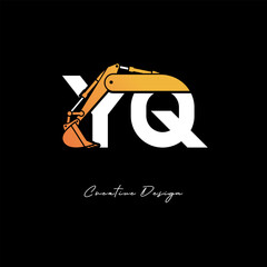 YQ Excavator Arm Construction Logo - Bold Industrial Letter mark Design for Heavy Equipment, Contractor Branding & Modern Engineering Identity