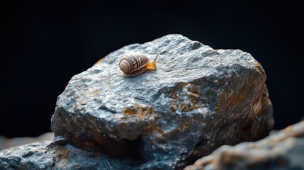 Snail on a Rock in a Natural Setting with Shadows