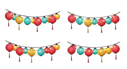 Colorful paper lanterns hanging decor