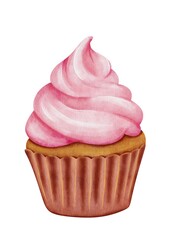 Watercolor cupcakes in a pink Halloween theme