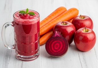 Carrots and beets, Refreshing Beetroot Apple Carrot Smoothie Drink.