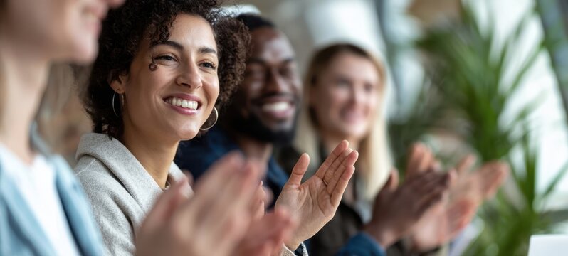 The diverse audience celebrating with applause at a successful event