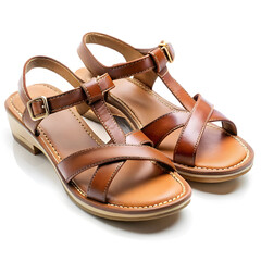 Naklejka premium a pair of stylish comfort brown female sandals
