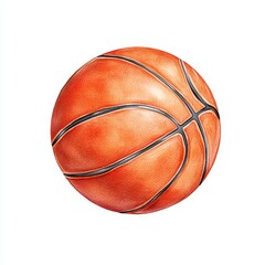 Detailed Close up of a Textured Orange Basketball on White Background