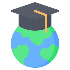 Global Education Icon, Flat style icon vector illustration, Suitable for website, mobile app, print, presentation, infographic and any other project.