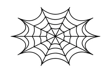 Spider web outline coloring book page, Decorative spider web line art vector