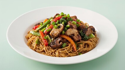 Stir-fried veggies and noodles with rich sauce