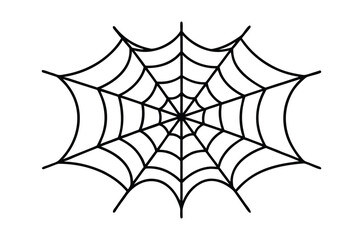 Spider web outline coloring book page, Decorative spider web line art vector