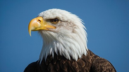 Obraz premium Up-close portrait of a bald eagle showing a critical look