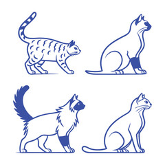 Line art cats, dogs, fish, and deer—all types of animals / Professional various types of line art animal set