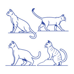 Line art cats, dogs, fish, and deer—all types of animals / Professional various types of line art animal set