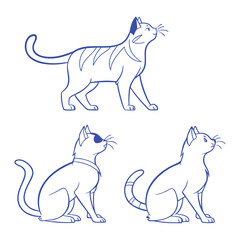 Line art cats, dogs, fish, and deer—all types of animals / Professional various types of line art animal set