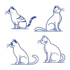 Line art cats, dogs, fish, and deer—all types of animals / Professional various types of line art animal set