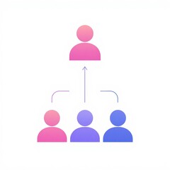 illustration depicting a hierarchical structure with one figure above and three figures below, indicating relationships or communication flow