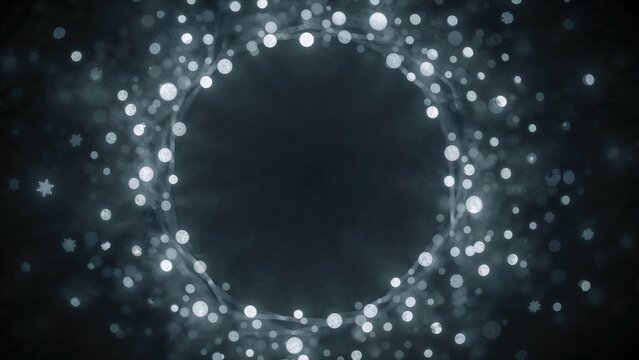 Creative video animation featuring circular motion of grey anamorph bokeh lights