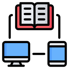 Online Education Icon, Filled Line style icon vector illustration, Suitable for website, mobile app, print, presentation, infographic and any other project.