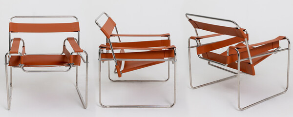 This Modern Leather Sling Chair has a stylish Chrome Frame, designed for comfort and beauty