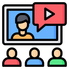 Webinar Icon, Filled Line style icon vector illustration, Suitable for website, mobile app, print, presentation, infographic and any other project.