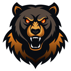 Fierce Bear Emblem: Glowing Eyes and Earthy Gradients with Raised Paw Design