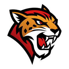 Jaguar Head Emblem: Bold Vector Lines with Aggressive Team Identity Style