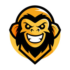 Playful cartoon monkey in expressive style with bold yellow-orange tones for a fun esports look.