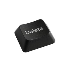 Isolated view of a computer delete key representing the concept of erasing data or memories