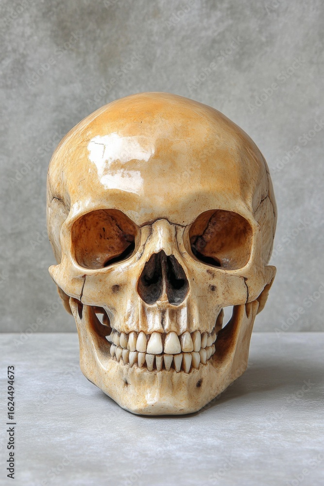 Poster skull avatar showcases intricate details and textures highlighting the realistic features of the sku