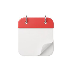 Stylized calendar illustration showcasing a clean design with a red header and a blank white page