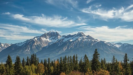 Fototapeta premium Mountain Chain of Aleutian Islands