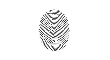 A stylized fingerprint with the letters ai in the center on a white background in black and white