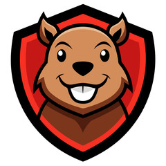 Exaggerated cartoon capybara with joyful face and round form inside an esports-friendly badge.