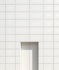 Big white tiled wall with minimal door