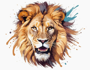 The lion is shown in a powerful, striding pose, with one front paw lifted as if in motion (1)