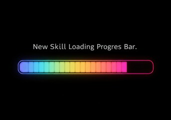 Vibrant rainbow loading bar progress indicator for skill acquisition and development