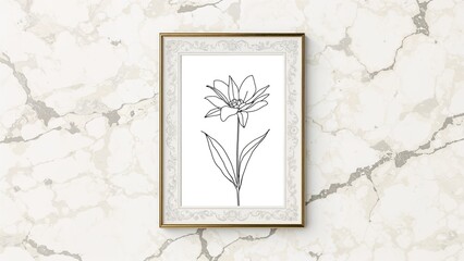 Golden floral frame set on a marble backdrop