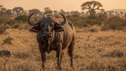 Obraz premium Large Buffalo in Untouched Grassland Environment