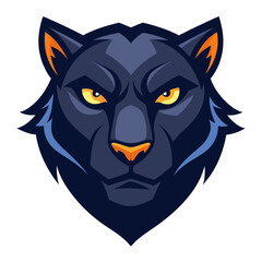 Dark Navy Panther Head Emerging from Shadows with Glowing Orange Eyes